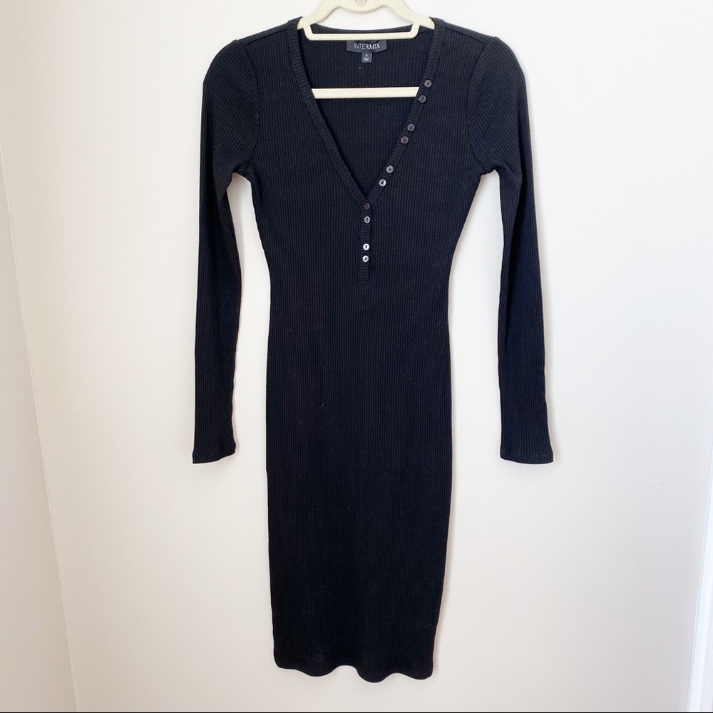 Intermix ribbed dress black size S